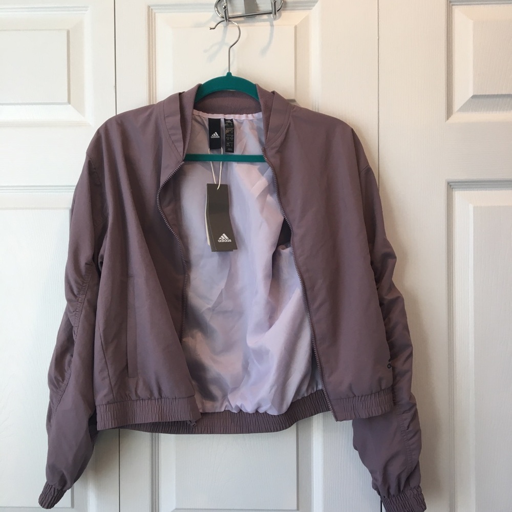 Adidas purple bomber jacket, extra-small, NWT